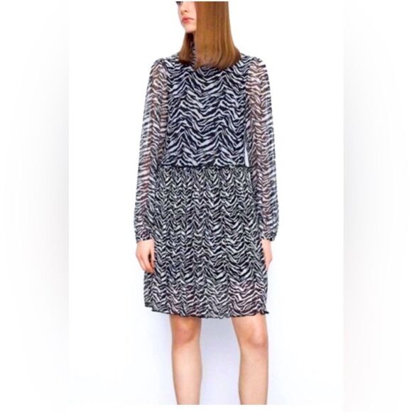 Zara Zebra Print Dress Mesh Size L - Picture 1 of 8
